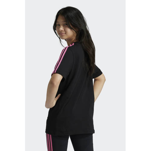 Adidas Sportswear T-shirt met logo zwart roze Meisjes Katoen Ronde hals 128