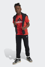 thumbnail: Rood, oranje en zwarte jongens en meisjes adidas Sportswear T-shirt oranjerood van katoen met logo dessin, korte mouwen en ronde hals
