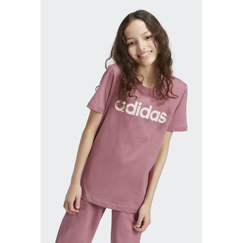 Adidas Sportswear T-shirt met logo oudroze wit Meisjes Katoen Ronde hals 170