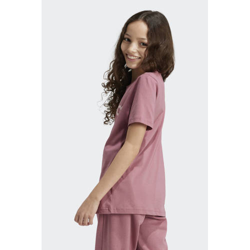 Adidas Sportswear T-shirt met logo oudroze wit Meisjes Katoen Ronde hals 170