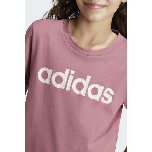 Adidas Sportswear T-shirt met logo oudroze wit Meisjes Katoen Ronde hals 170