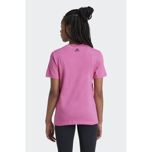 Adidas Sportswear T-shirt met logo roze wit Meisjes Katoen Ronde hals Logo 128