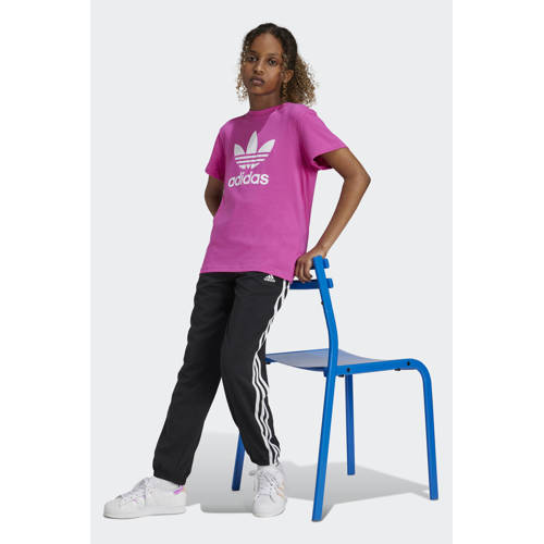Adidas Originals T-shirt met logo fuchsia Roze Jongens Meisjes Katoen Ronde hals 146