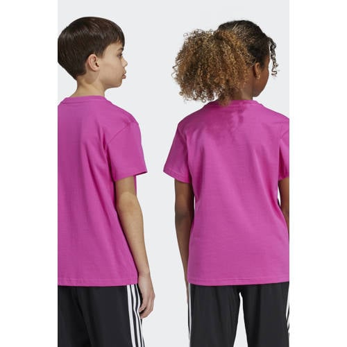 Adidas Originals T-shirt met logo fuchsia Roze Jongens Meisjes Katoen Ronde hals 146