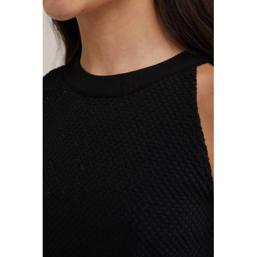 WE Fashion T-shirt black uni Zwart Meisjes Polyester Opstaande kraag Effen 170 176