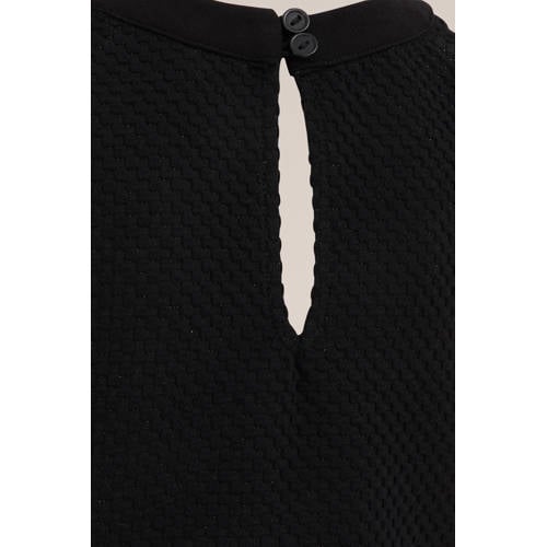 WE Fashion T-shirt black uni Zwart Meisjes Polyester Opstaande kraag Effen 170 176