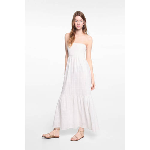 Mango Kids off shoulder maxi jurk naturel wit Effen 158(XS)