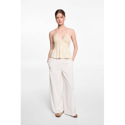 Mango Kids crop top ecru Meisjes Katoen Halter Effen 152(XXS)