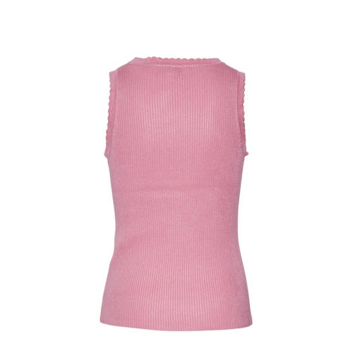 VERO MODA GIRL ribgebreide top VMFIJI roze Meisjes Viscose Ronde hals Effen 122 128