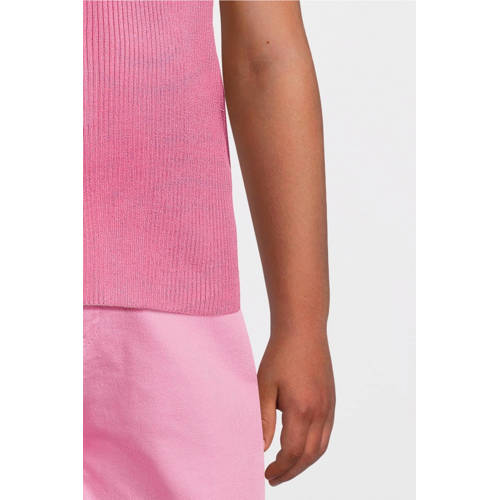 VERO MODA GIRL ribgebreide top VMFIJI roze Meisjes Viscose Ronde hals Effen 122 128