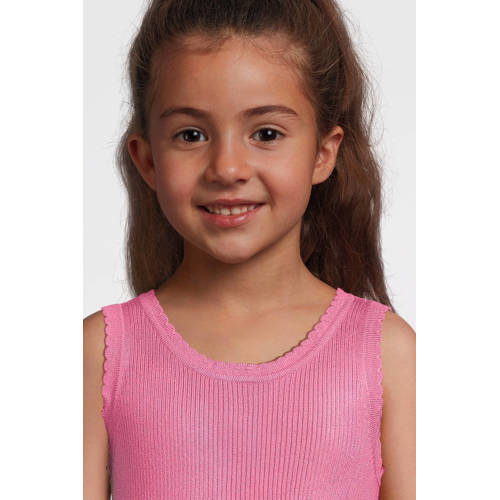 VERO MODA GIRL ribgebreide top VMFIJI roze Meisjes Viscose Ronde hals Effen 122 128