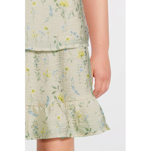 VERO MODA GIRL gebloemde top VMJOSIE ecru geel groen Meisjes Viscose V-hals 128