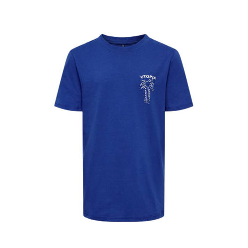 KIDS ONLY BOY T-shirt KOBJASPER met backprint hardblauw Jongens Katoen Ronde hals - 122/128