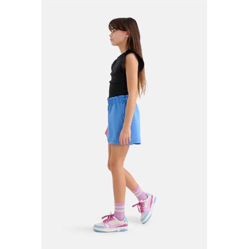 Shoeby high waist regular fit sweatshort blauw Korte broek Meisjes Polyester 110 116