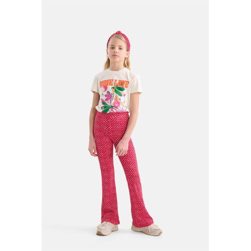 Shoeby high waist flared broek met all over print roze Meisjes Polyester 158 164