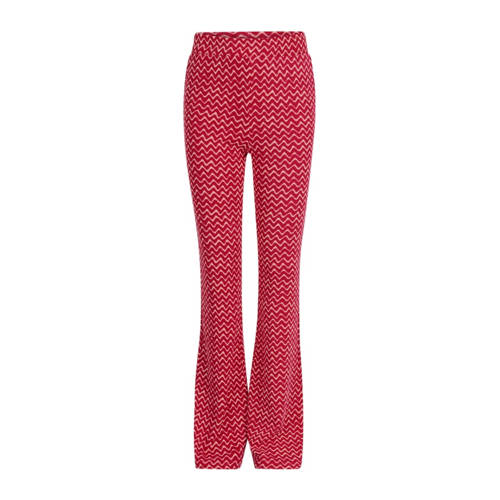 Shoeby high waist flared broek met all over print roze Meisjes Polyester