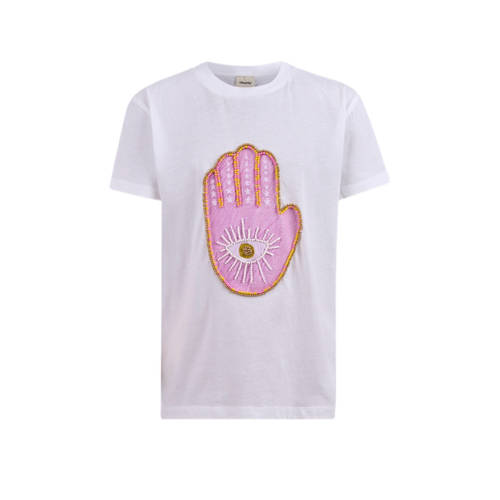 Shoeby T-shirt met printopdruk wit Meisjes Katoen Ronde hals Printopdruk