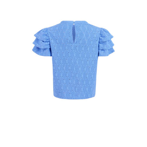 Shoeby top met open details blauw Meisjes Polyester Ronde hals Effen 146 152