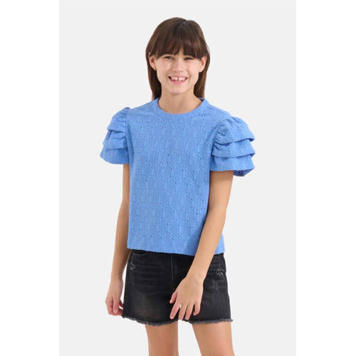 Shoeby T-shirt met all over print blauw Meisjes Polyester Ronde hals All over print 146 152