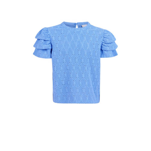 Shoeby T-shirt met all over print blauw Meisjes Polyester Ronde hals All over print