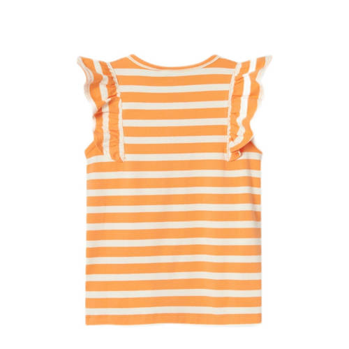 name it MINI gestreepte top NMFDIANNE Oranje Meisjes Biologisch katoen Ronde hals 122 128