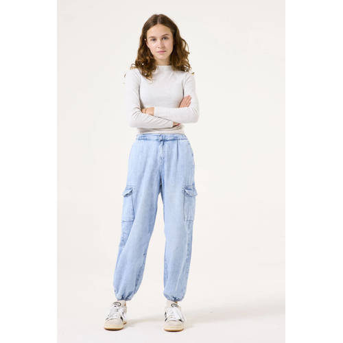 Garcia baby high waist loose fit jeans bleached Blauw Meisjes Denim 146