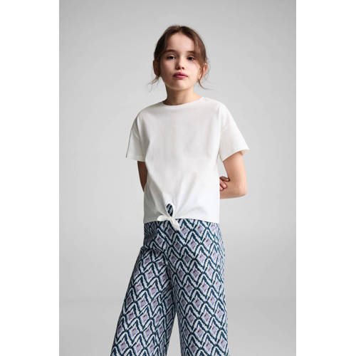 Mango Kids broek met all over print blauw lila Meisjes Katoen All over print 140
