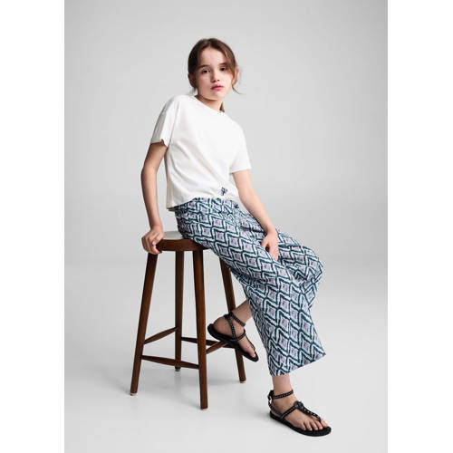 Mango Kids broek met all over print blauw lila Meisjes Katoen All over print 140