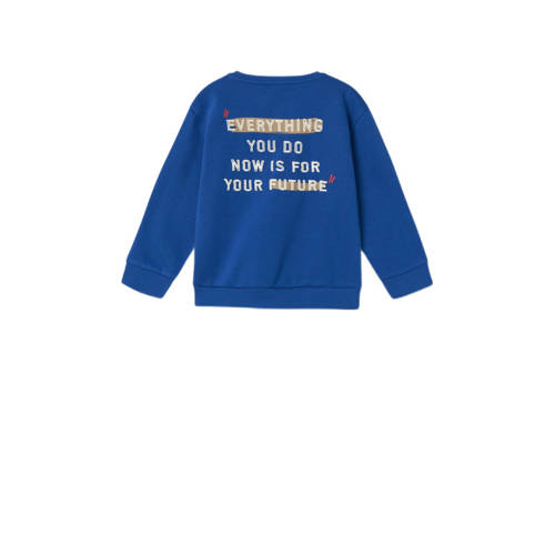Name it MINI sweater NMMBANMO met backprint hardblauw Jongens Katoen Ronde hals 110