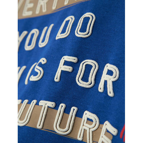 name it MINI sweater NMMBANMO met backprint hardblauw Jongens Katoen Ronde hals 86