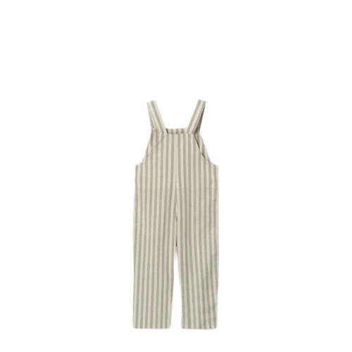 LIL' ATELIER MINI gestreepte regular fit tuinbroek beige wit Jongens Katoen Vierkante hals 92