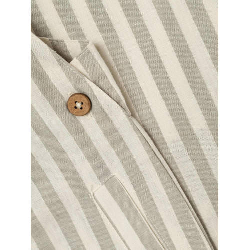 LIL' ATELIER MINI gestreepte regular fit tuinbroek beige wit Jongens Katoen Vierkante hals 92