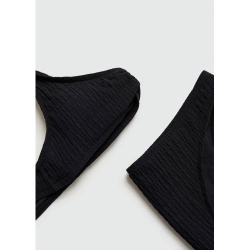 Mango Kids bikini met textuur zwart Meisjes Polyamide Effen 172(L)