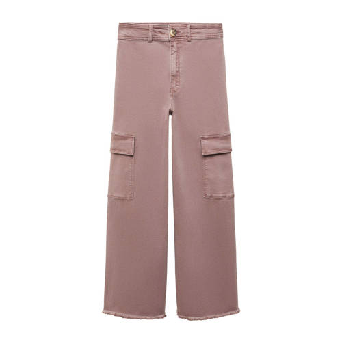 Mango Kids high waist straight fit jeans bruin Meisjes Stretchkatoen Effen - 172(L)