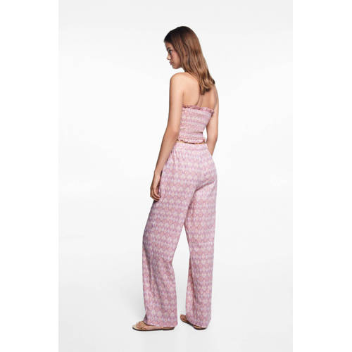 Mango Kids broek met all over print lichtroze Meisjes Katoen All over print 152(XXS)