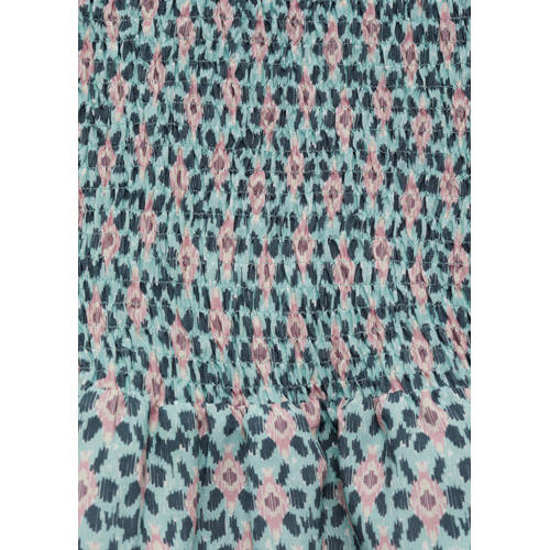 Mango Kids rok met all over print en ruches groen Meisjes Viscose All over print 152(XXS)