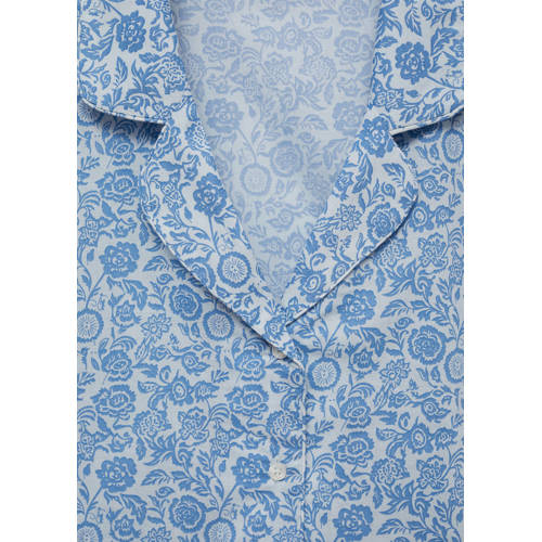 Mango Kids shortama met all over print blauw Meisjes Katoen Klassieke kraag 172(L)