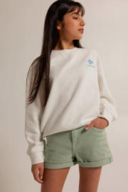 thumbnail: Lichtgroene meisjes America Today short van denim met rits- en knoopsluiting en effen