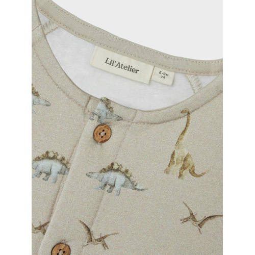 LIL' ATELIER BABY sweatvest met all over print beige Jongens Katoen Ronde hals 62