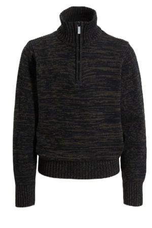 gebreide schipperstrui groen / donkerblauw