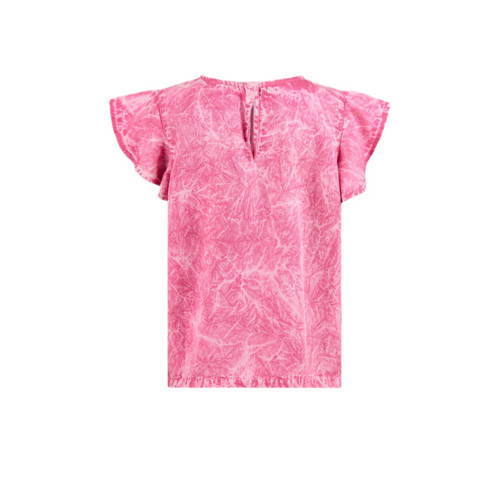 Shoeby tie-dye T-shirt paars Meisjes Lyocell Ronde hals Tie-dye 122 128