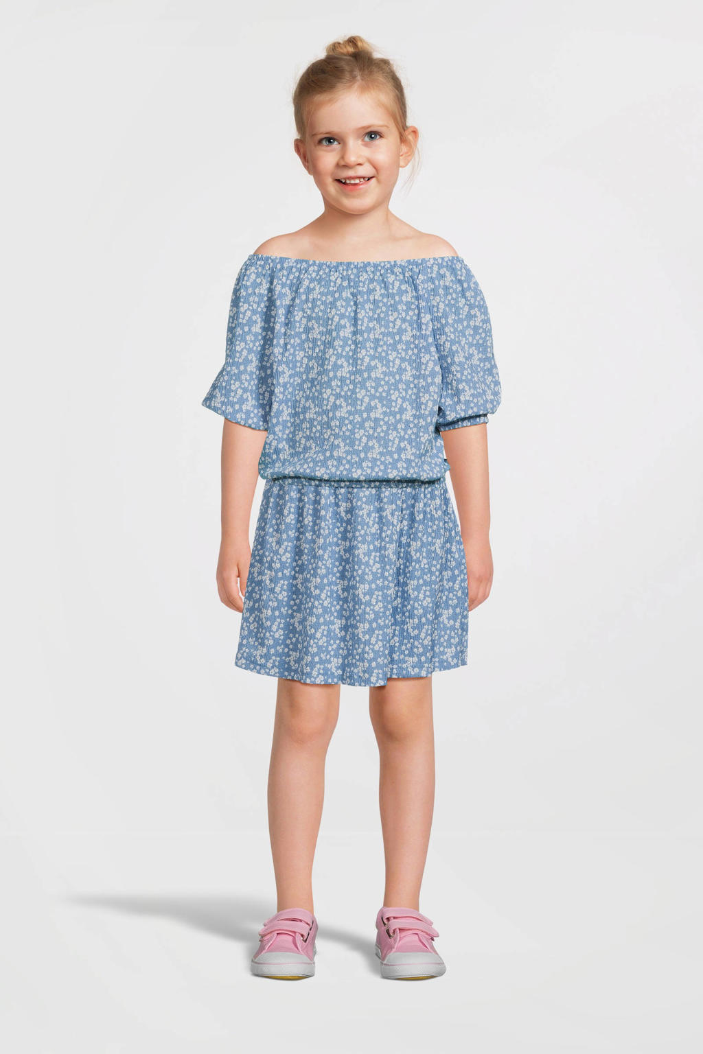 VERO MODA GIRL top met all over print en textuur blauw/wit