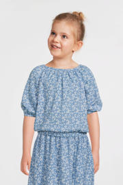 thumbnail: VERO MODA GIRL top met all over print en textuur blauw/wit