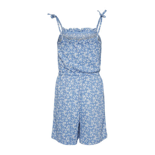 VERO MODA GIRL jumpsuit VMHAYA met all over print blauw wit Meisjes Polyester Vierkante hals 134