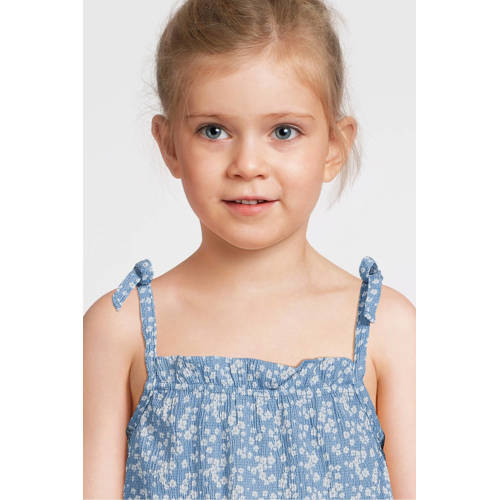 VERO MODA GIRL playsuit VMHAYA met all over print blauw wit Meisjes Polyester Vierkante hals 134