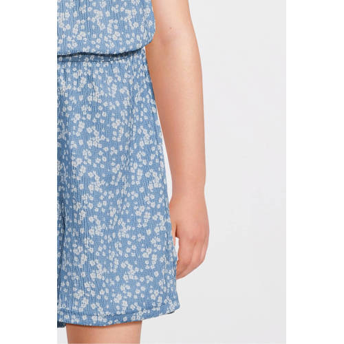 VERO MODA GIRL playsuit VMHAYA met all over print blauw wit Meisjes Polyester Vierkante hals 134