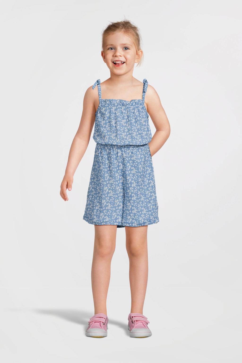 VERO MODA GIRL playsuit VMHAYA met all over print blauw/wit