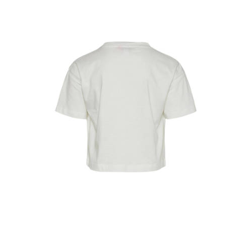 VERO MODA GIRL T-shirt VMSMILES KELLY met tekst wit blauw Meisjes Polyester Ronde hals 122 128