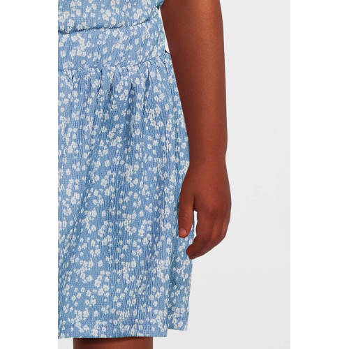 VERO MODA GIRL rok VMHAYA met all over print en textuur blauw wit Meisjes Polyester 116