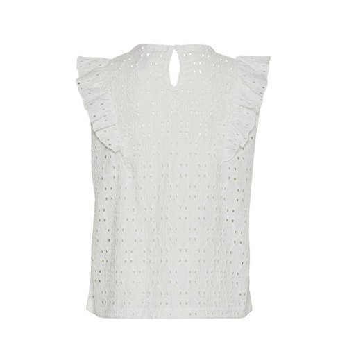VERO MODA GIRL top VMPALMA wit Meisjes Polyester Ronde hals Effen 116